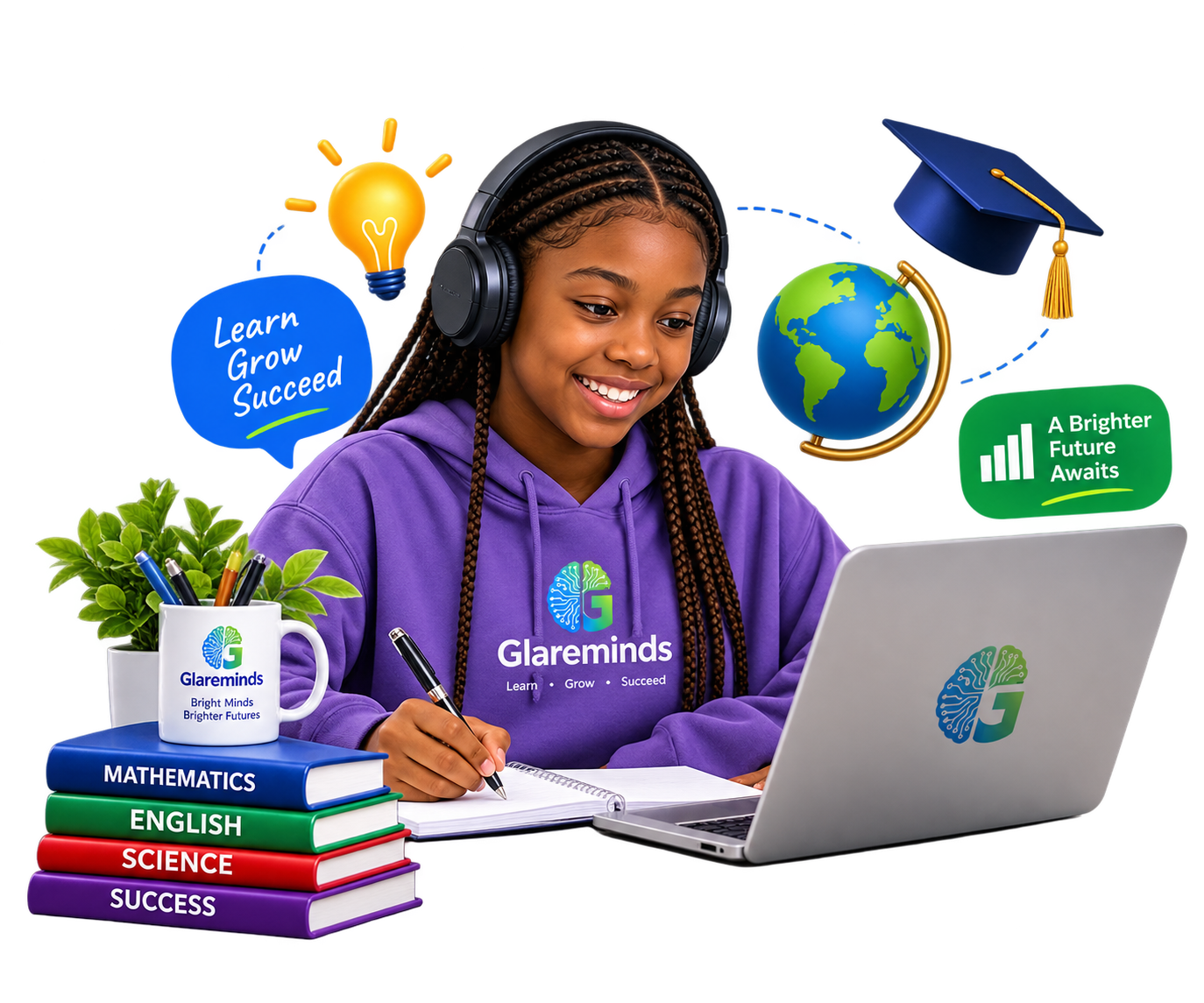 Student receiving personalized one-on-one online tutoring with Glareminds